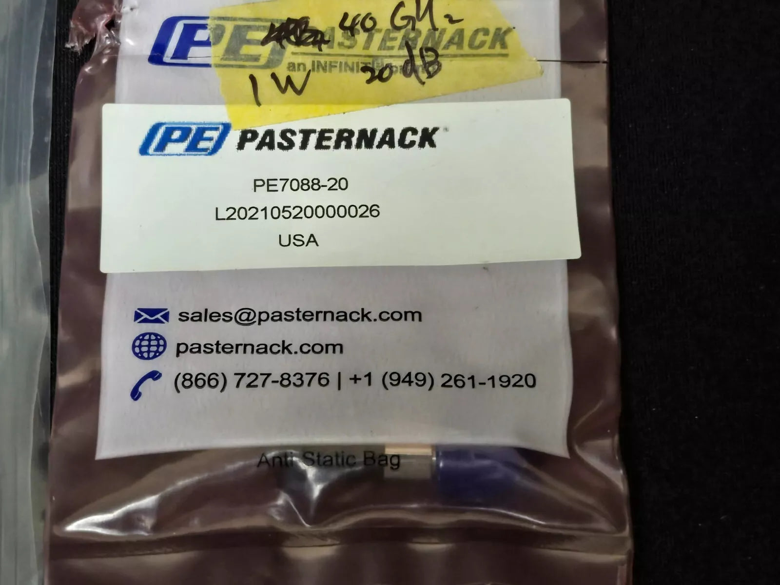 Pasternack PE7088-20 20 dB Fixed Attenuator, 2.92mm Male to 2.92mm Female