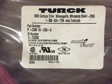 TURCK P-CSM 19-230-5, U-23208, Multifast Molded Corset
