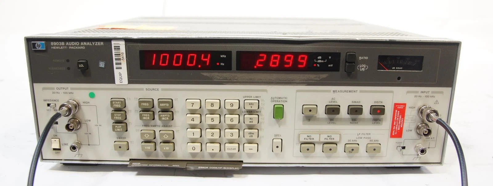 HP / Agilent 8903B Audio Analyzer 20 Hz to 100 kHz