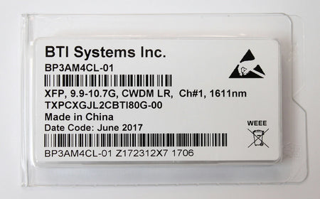 BTI BP3AM4CL-01 XFP Transceiver 9.9-10.7G CWDM LR, Ch#1, 1611nm TXPCXGJL2CBTI80G