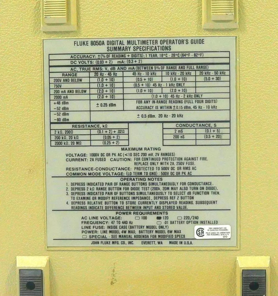 Fluke 8050A Digital Multimeter with Advanced Features