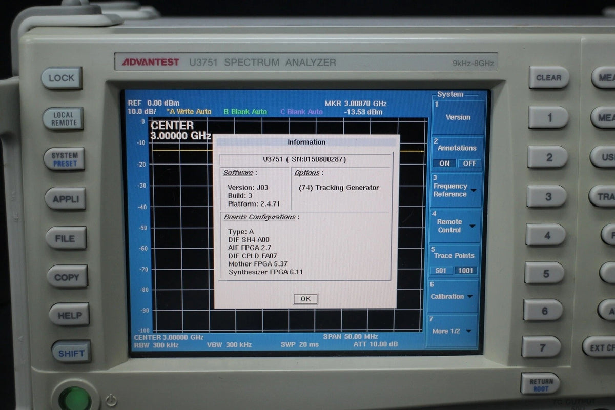 ADVANTEST U3751/74 8GHz Spectrum Analyzer 3GHz TG