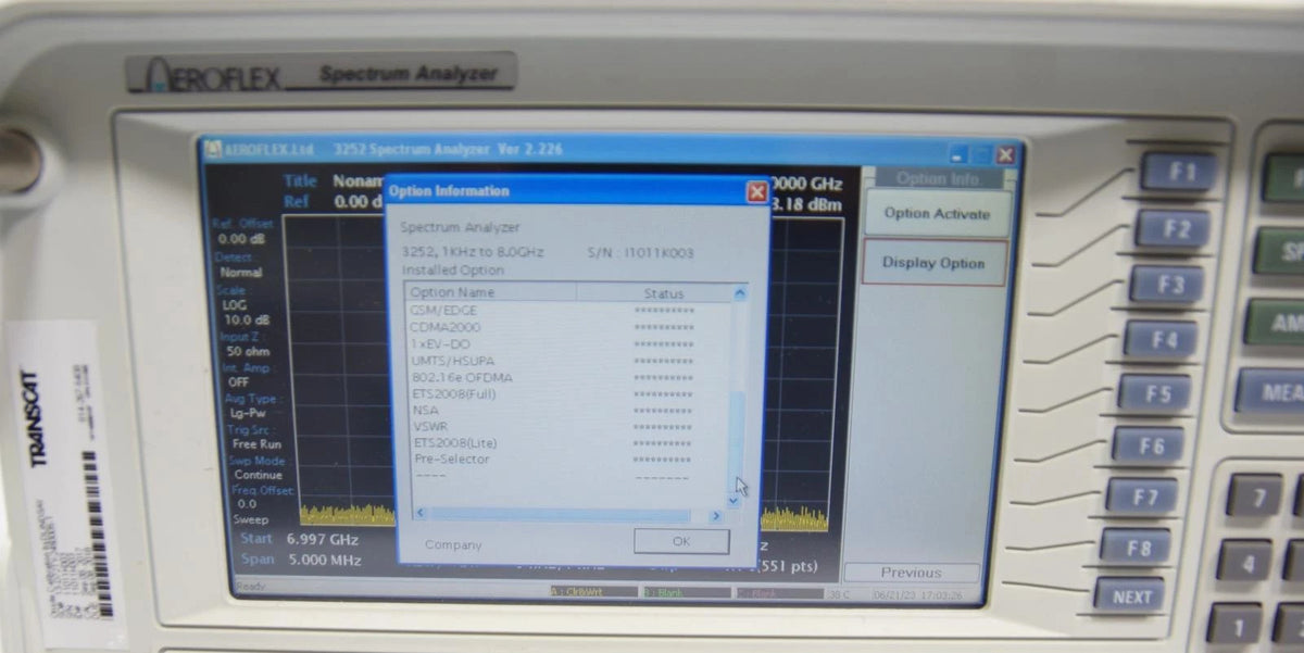 Aeroflex 3252 1 kHz ~ 8 GHz RF Spectrum / Vector Analyzer w Tracking Generator