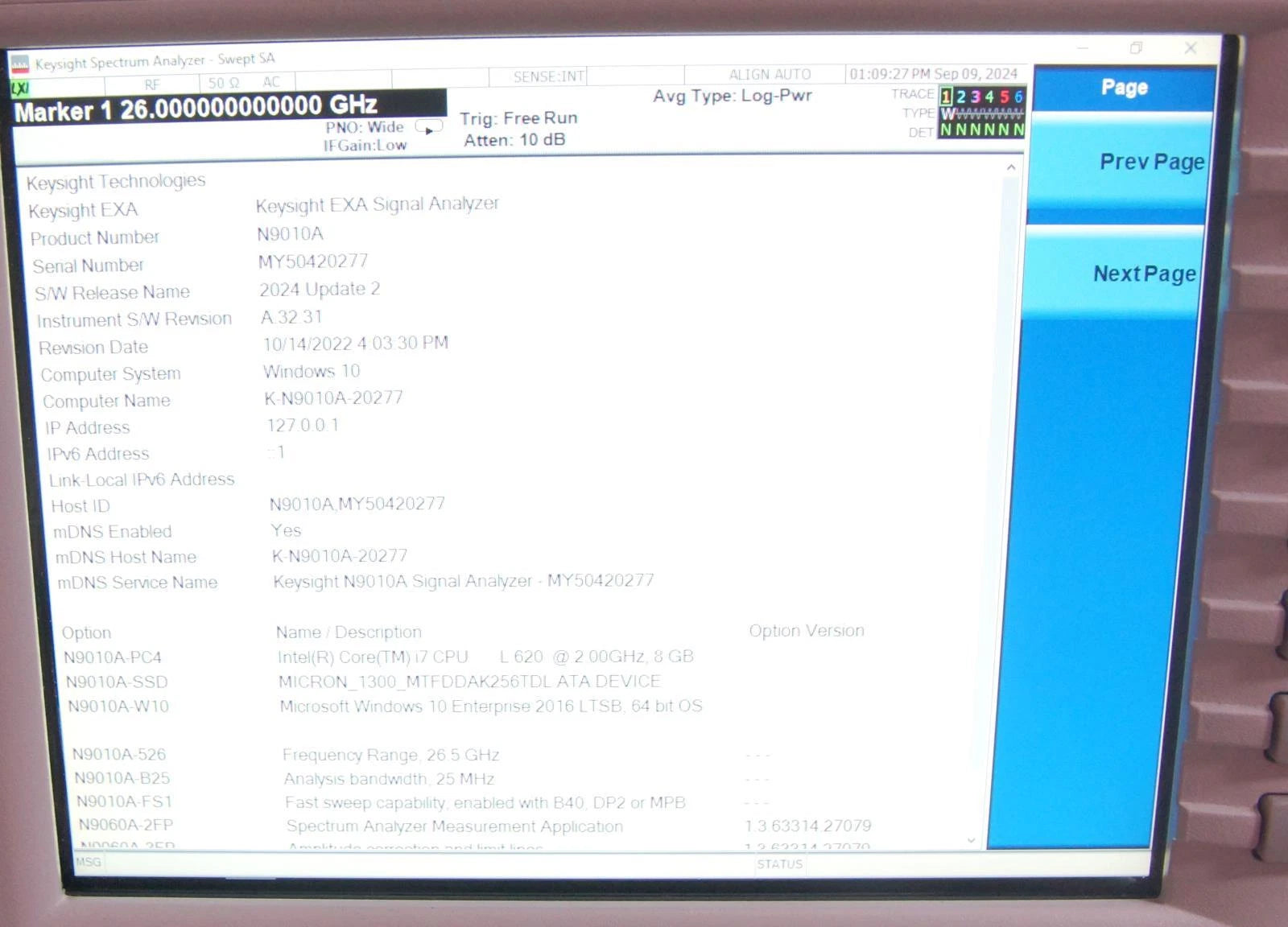 Agilent N9010A 26.5GHz EXA Signal Analyzer with Options 526 B25 FS1 2FP 3FP 4FP