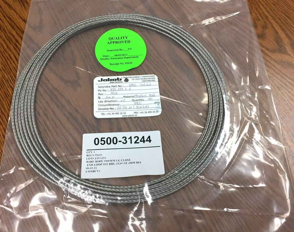 Jakob Stainless 20113-0480 Endless Loop Wire Rope 4mm Dia x 5900mm L