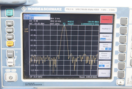 Rohde & Schwarz FSL3-N Spectrum Analyzer 9KHz to 3GHz OPT B4 B10 B7