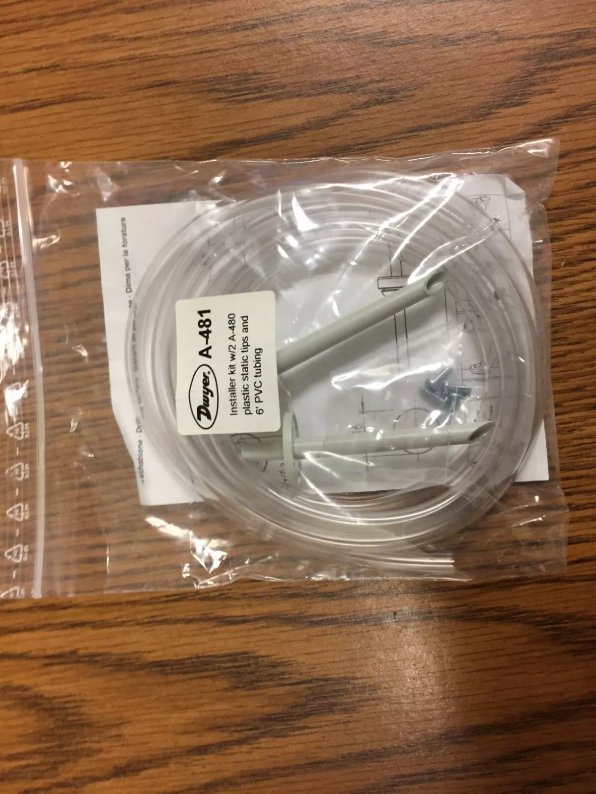 Dwyer A-481 Installer Kit with 2 A-480 Plastic Static Tips and 6’ PVC Tubing