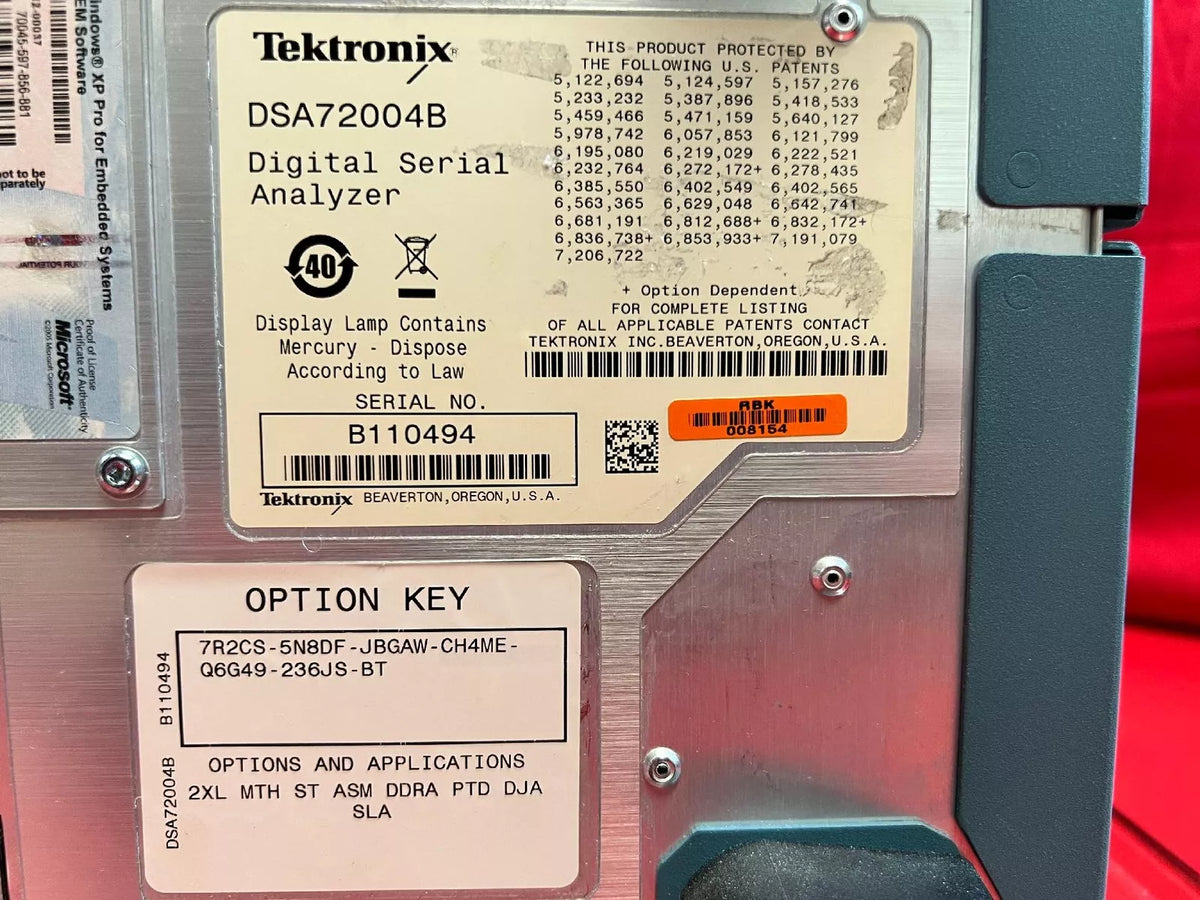 Tektronix DSA72004 20 GHz 4 Channel Digital Oscilloscope with 8 Options