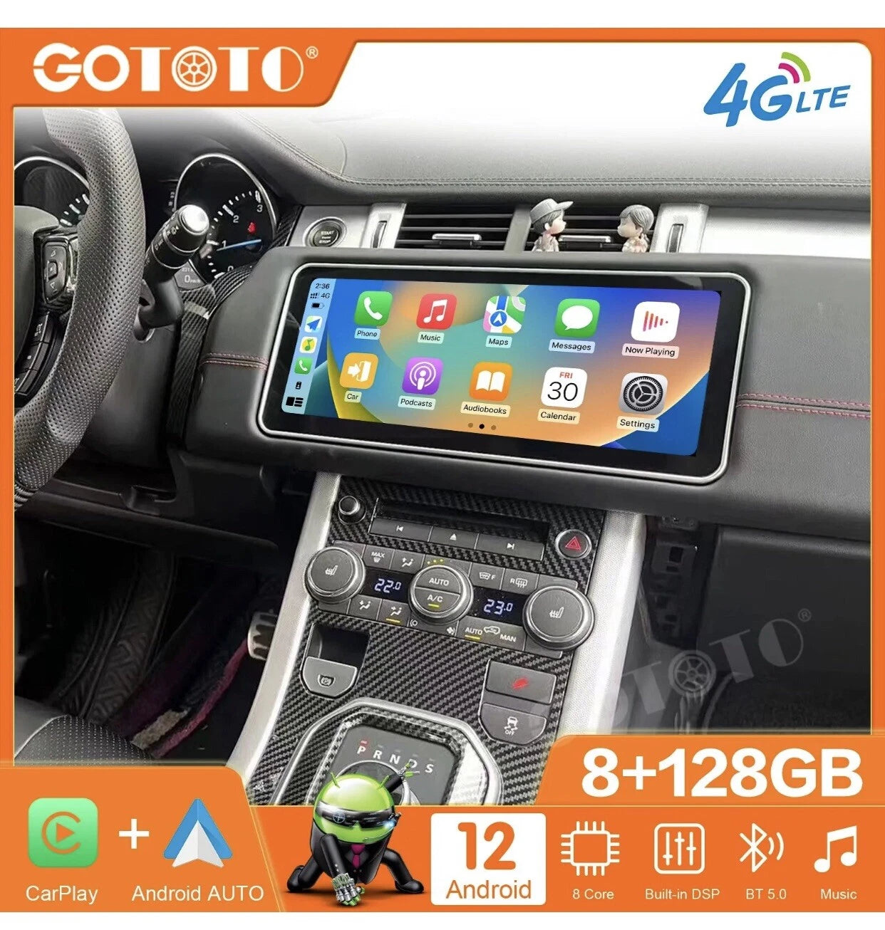 12.3"Android Car Radio 2Din Stereo GPS For Land Rover Range Rover Evoque 11-18