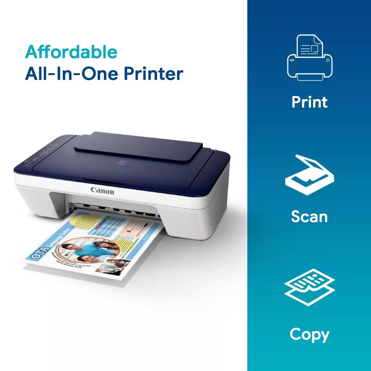 Canon Pixma E477 All-in-One Wireless Ink Efficient Colour Printer (White/Blue)