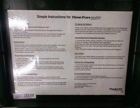 PYRAMID Time Trax Mobile - Portable Employee Time Clock System