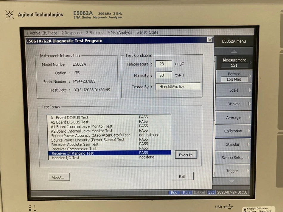 Agilent E5062A ENA Series network Analyzer 300k~3GHz 75 Ohm opt:015,175