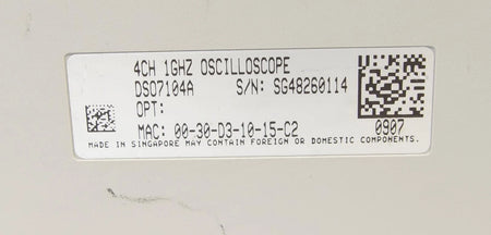Agilent InfiniiVision DSO7104A 1GHz 4GSa/s 4CH Oscilloscope OPT mem8M MST E00