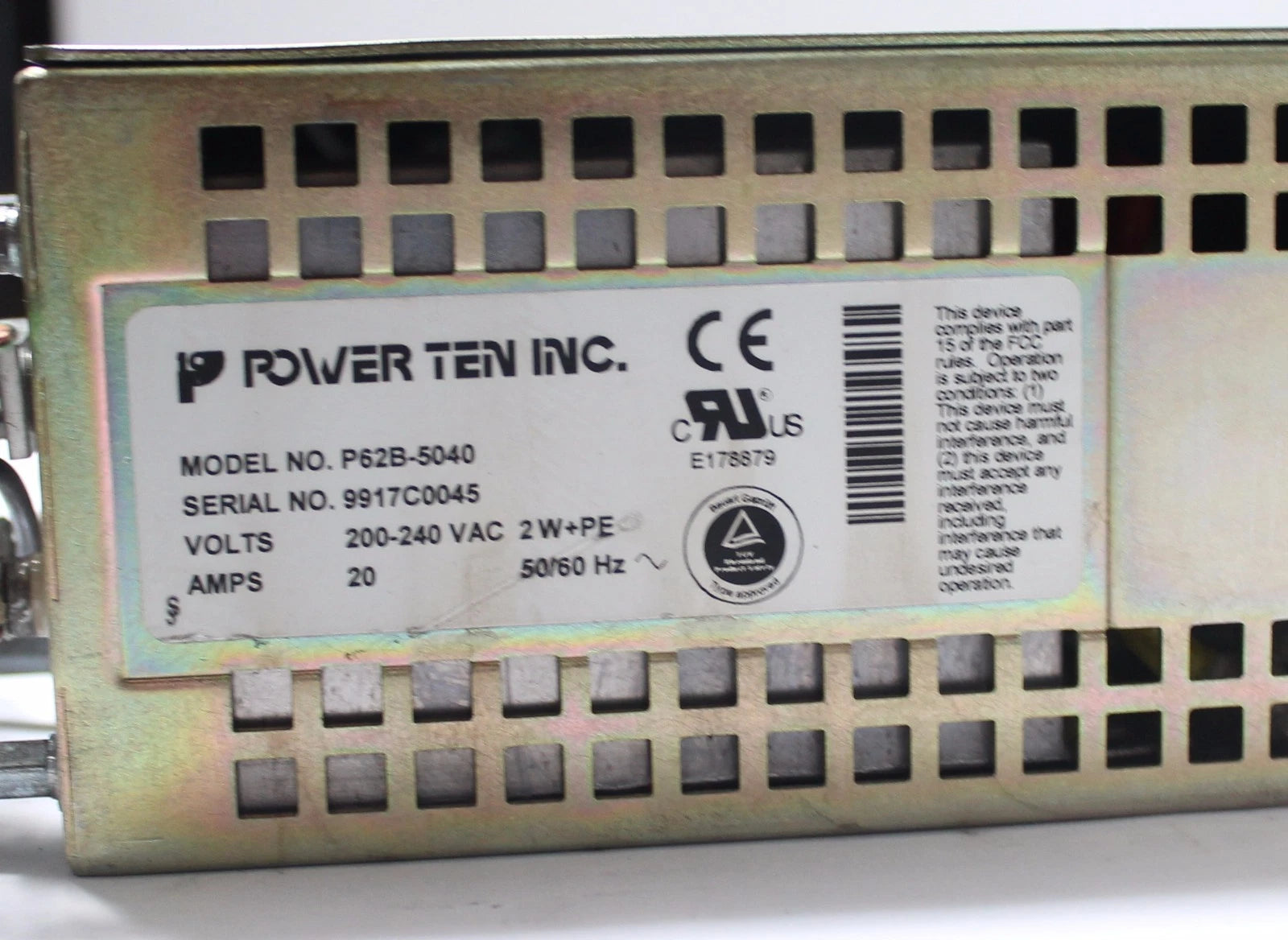 Power Ten P62B-5040 0-50V 40A 2kW High Power DC Power Supply