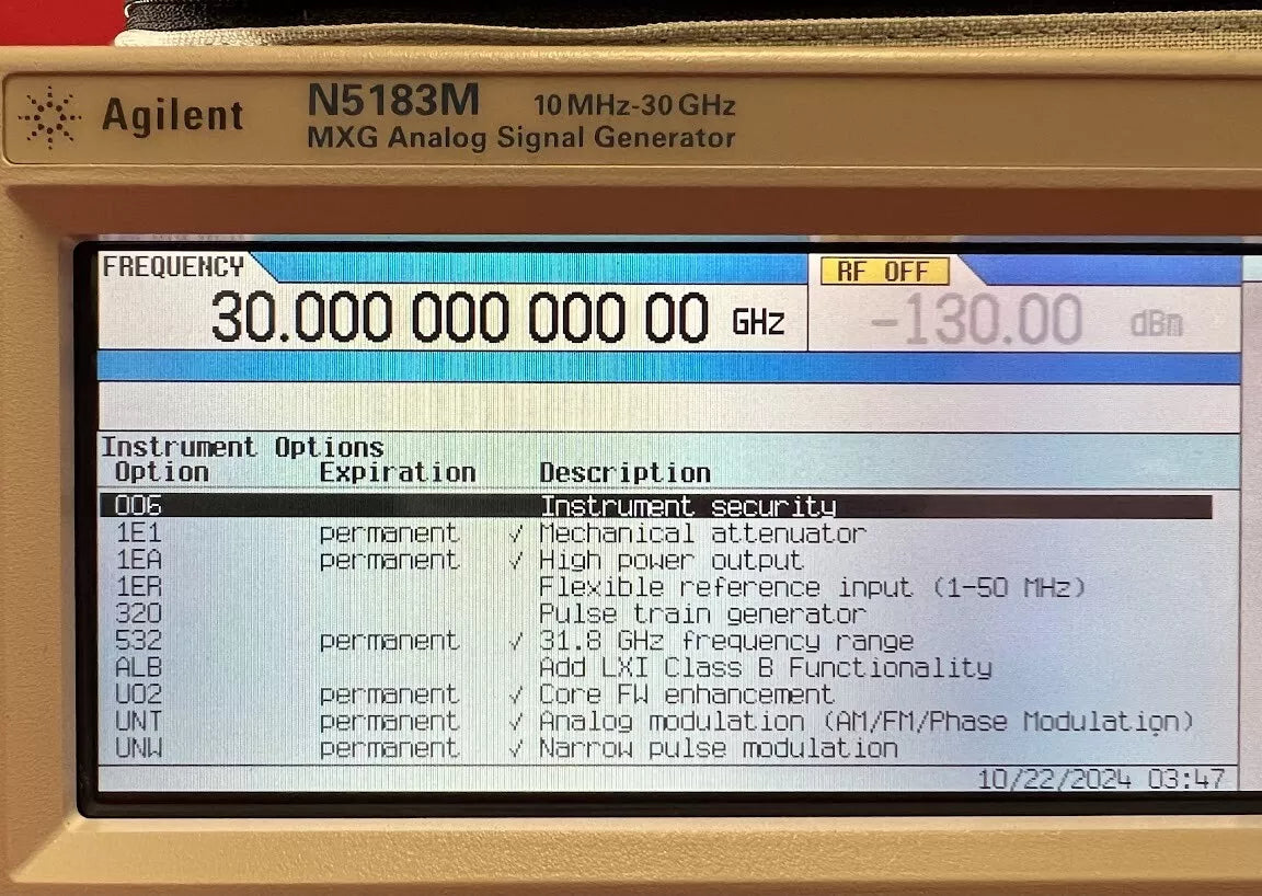 Agilent/Keysight N5183M MXG Analog Signal Generator 9 kHz to 31.8 GHz