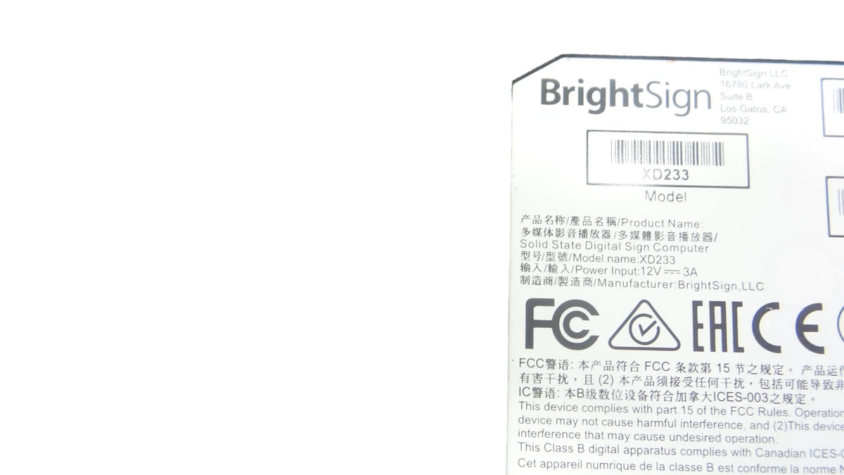 BrightSign XD3 Model XD233 Player - Free shipping
