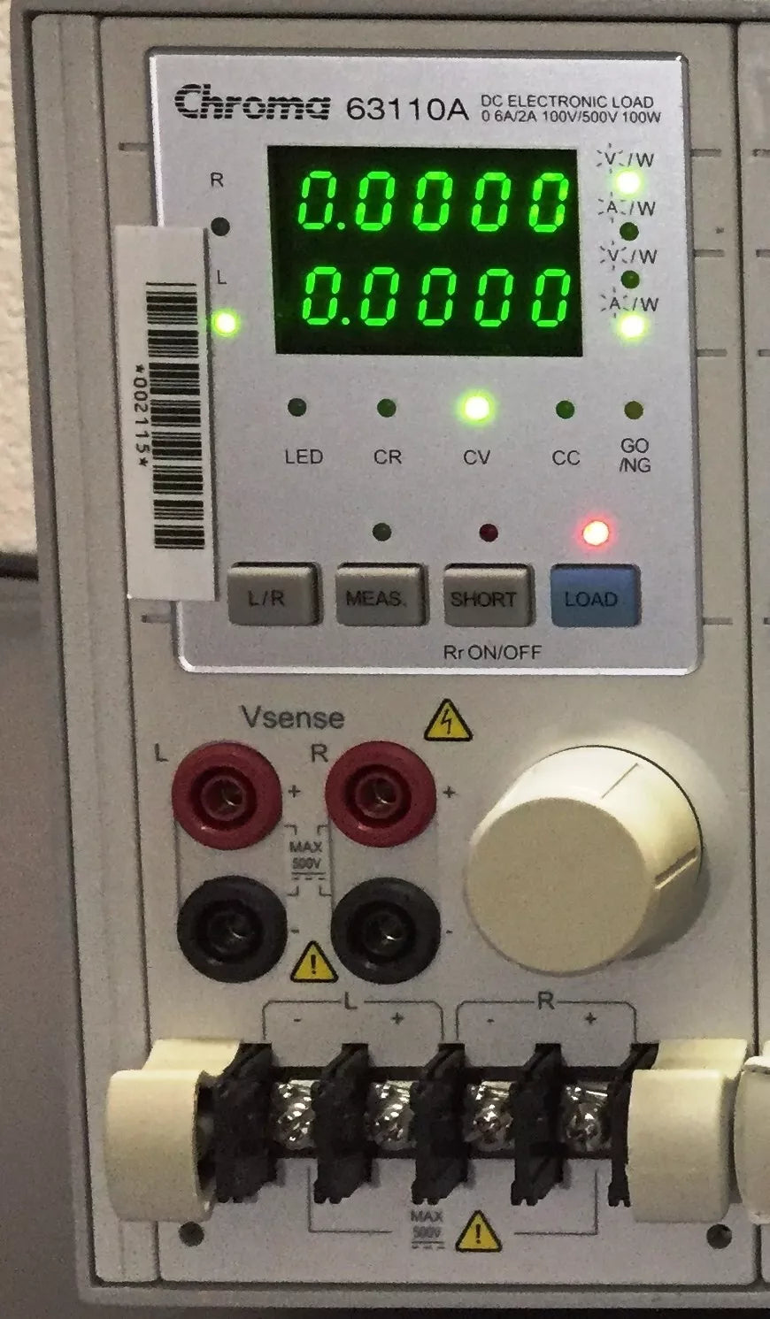 Chroma 63110A DC Electronic Load Module 0.6A-2A, 100V-500V, 100W