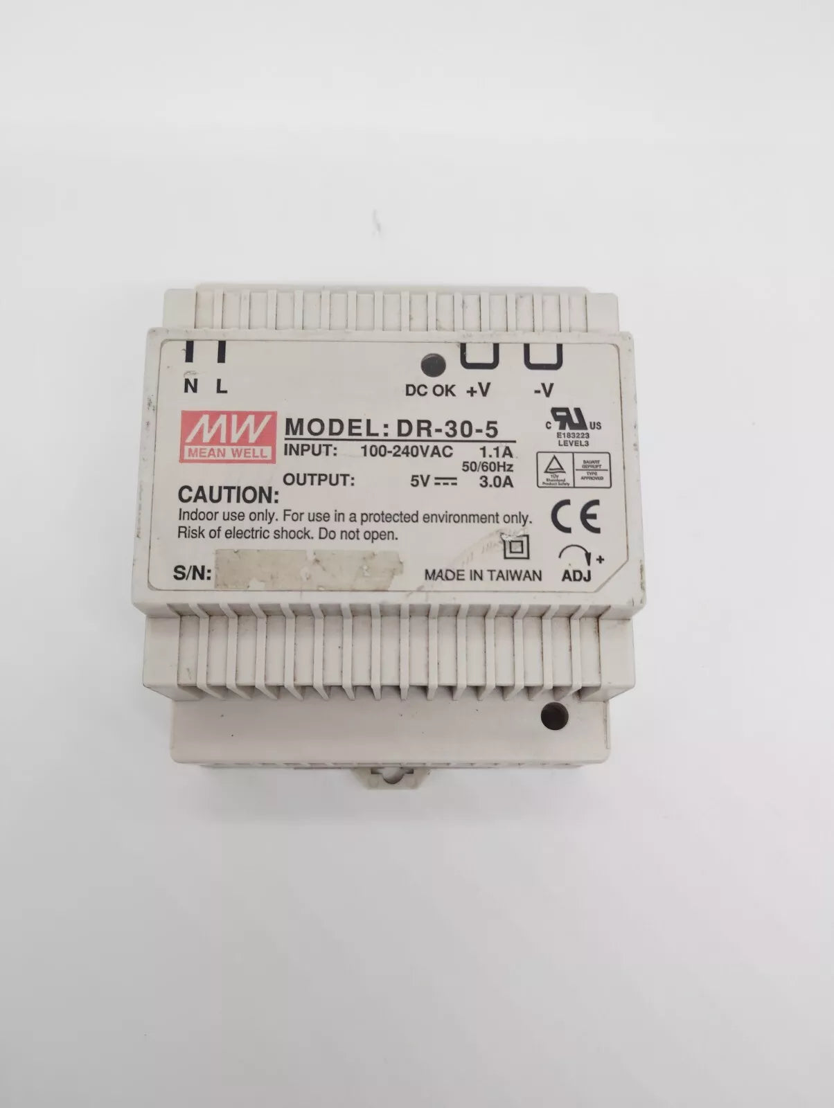 MEAN WELL DR-30-5 5V 15W Single Output Power Supply DIN Rail