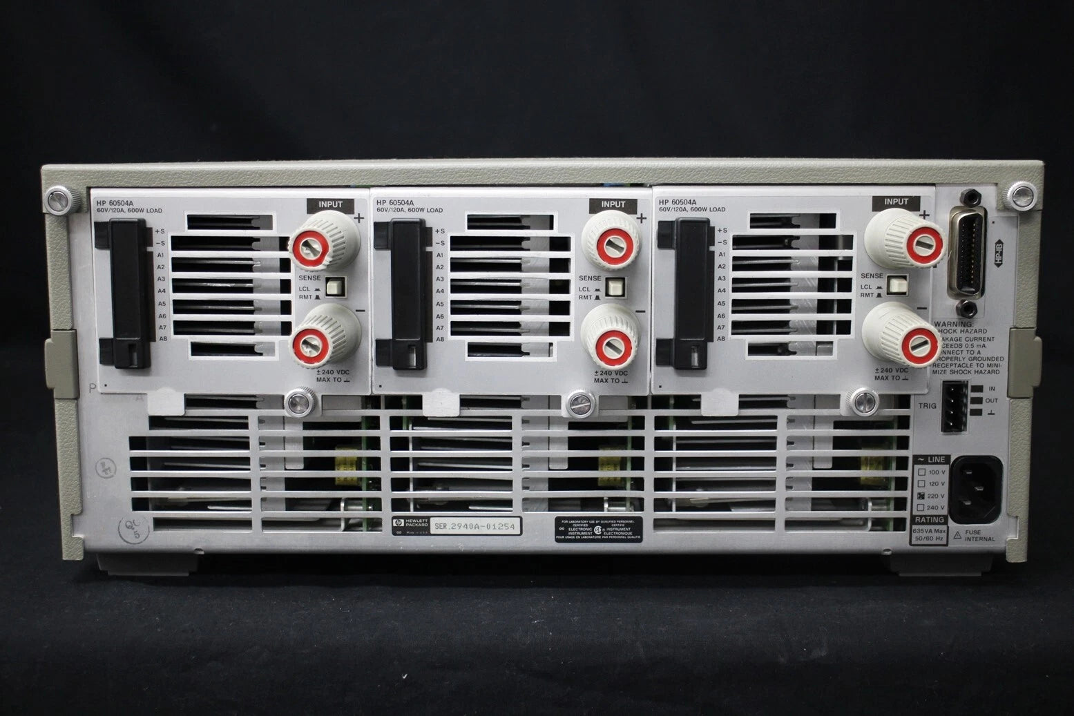 HP 6050A+60504A Electronic Load Mainframe with Three 60504A Units