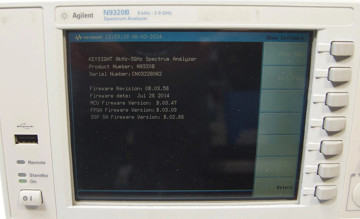 Agilent Keysight N9320B 9 kHz - 3 GHz RF Spectrum Analyzer