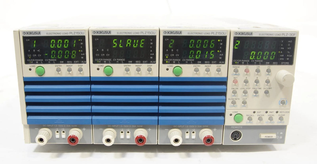 KIKUSUI PLZ-30F DC Electronic Programable Load w/ 3x PLZ150U 1.5-150V, 30A, 150W