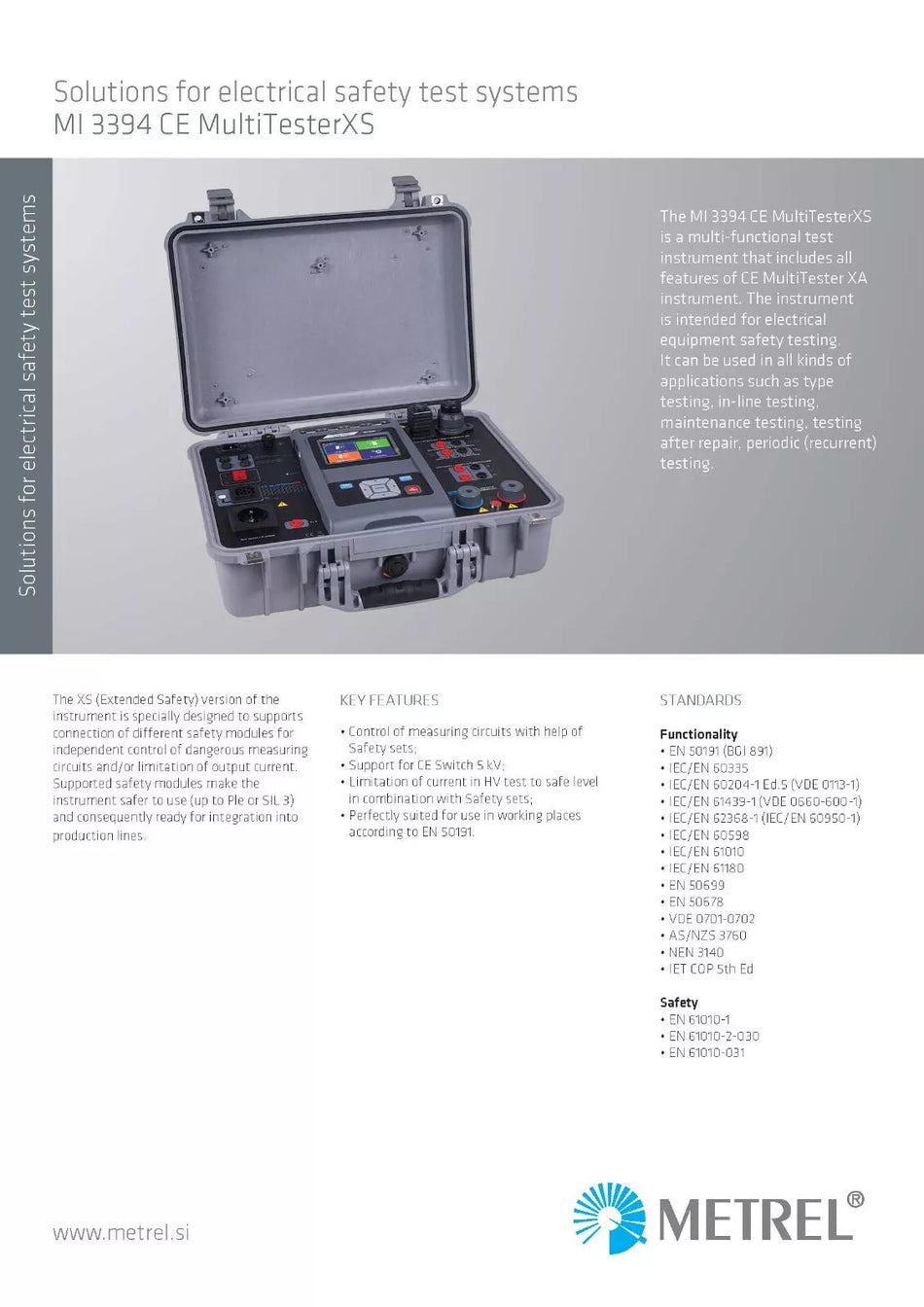 Metrel MI 3394 XS CE MultiTesterXS, Electrical Safety Testing