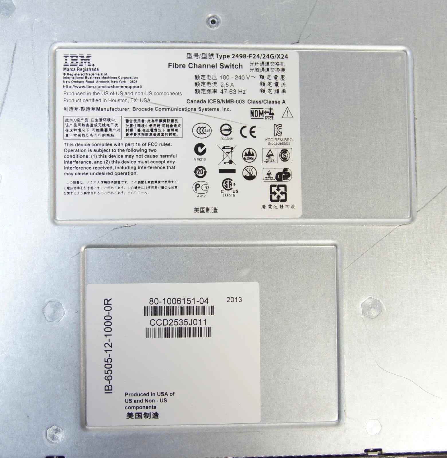 IBM Brocade Fibre Channel Switch SAN24B-5 IB-6505-12-2000-0R