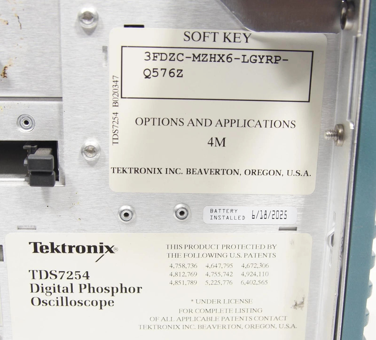 Tektronix TDS7254 DPO Digital Phosphor Oscilloscope 2.5GHz, 20Gs/s