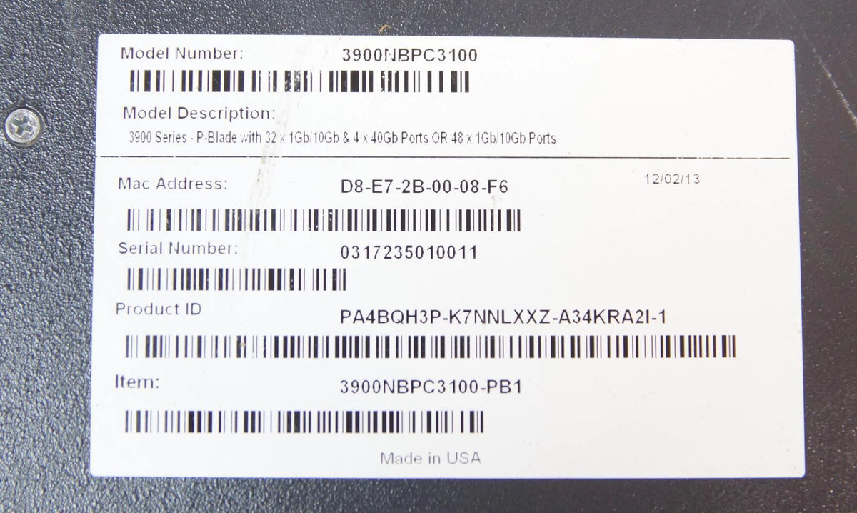 Netscout nGenius 3903 Packet Flow Switch 3903NBPC3100 P-Blade