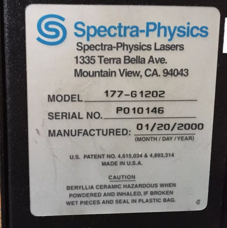 Spectra Physics Laser Argon 163A-1202 Air-Cooled Laser Head