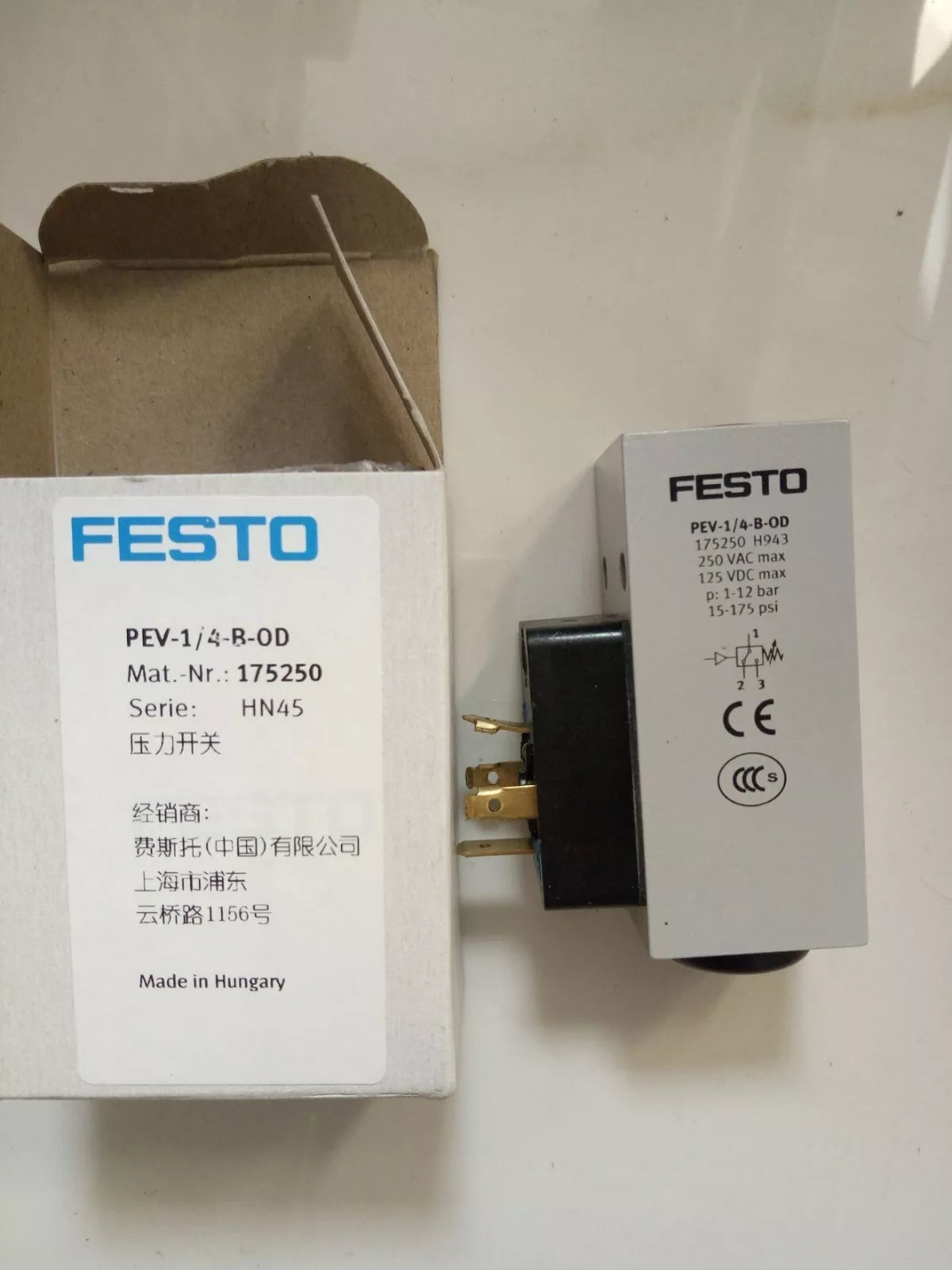 Festo PEV-1/4-B-OD 175250 Pressure Switch