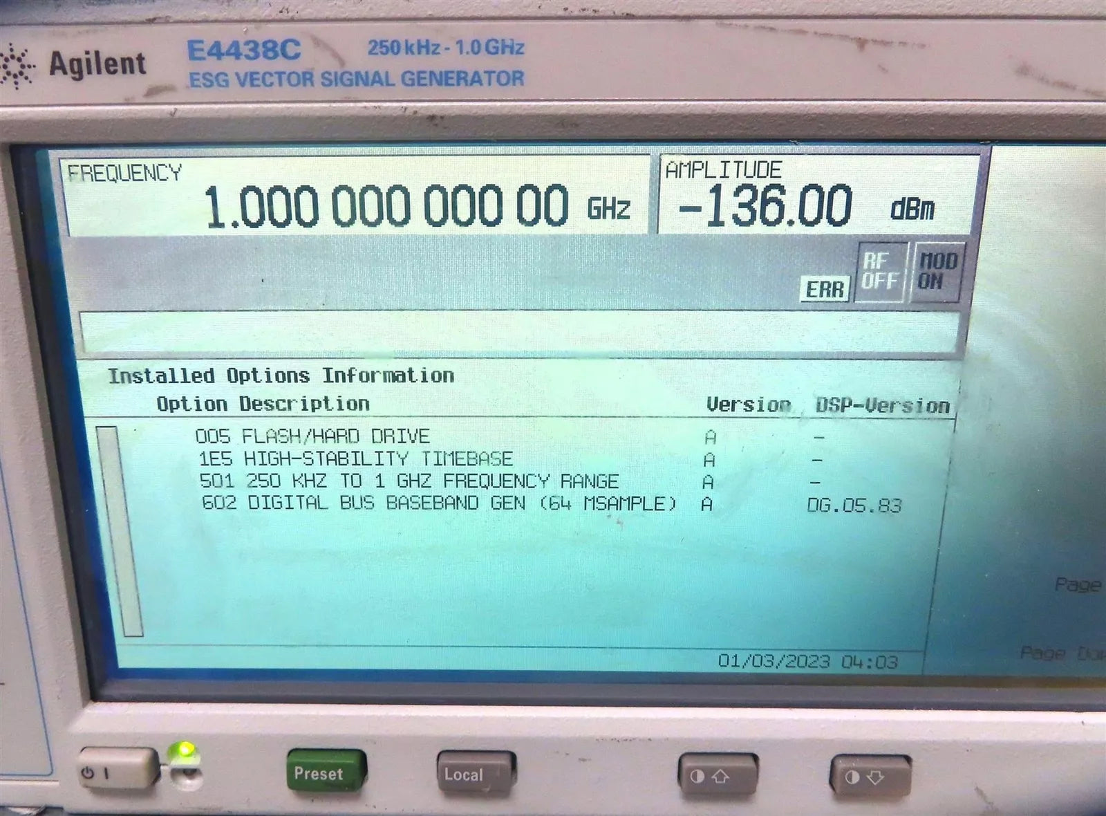 Agilent E4438C Vector Signal Generator 250kHz-1GHz
