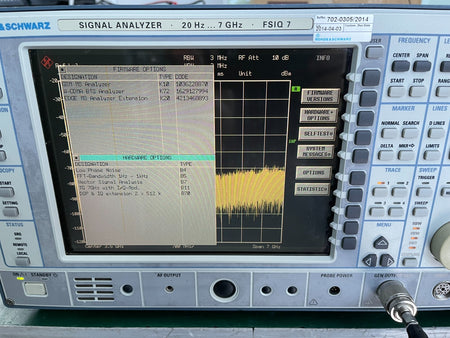 Rohde &amp; Schwarz FSIQ7 Signal Analyzer 20Hz-7GHz w/TG,FSE-B11, K10, K20, B70, K72