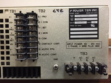 Power Ten 4600D-20125 DC Power Supply 0-20 Volts DC 0-125 AMPS Heavy Duty