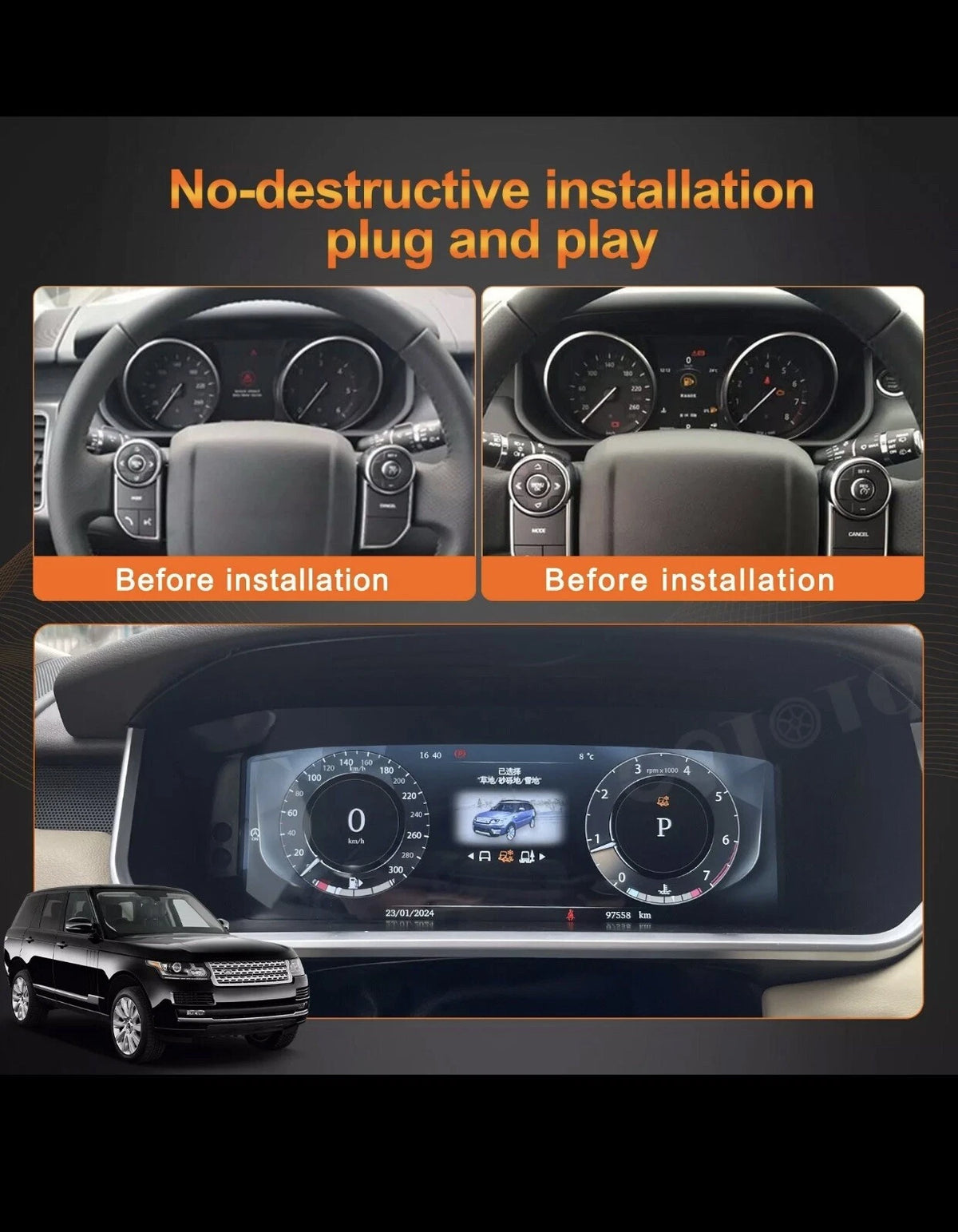 LCD Digital Cluster Speedometer For Land Rover Range Rover Vogue L405 2013-2017