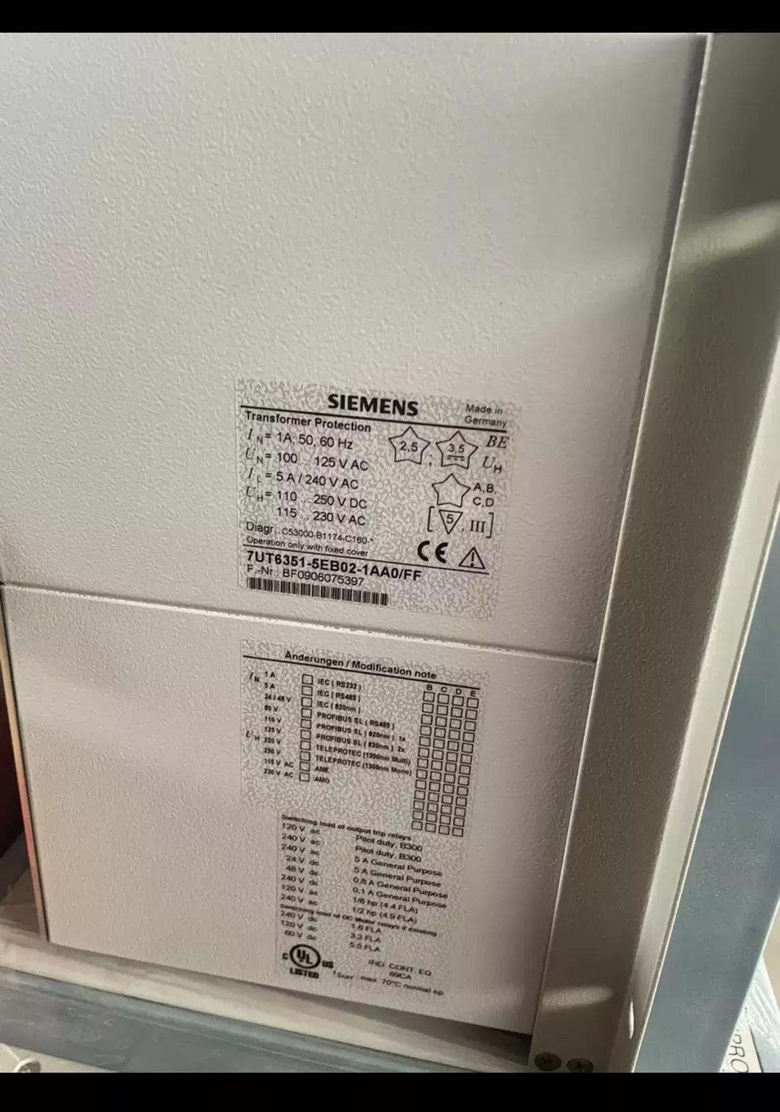 Siemens 7UT6351-5EB02-1AA0/FF - Generator Protection Relay