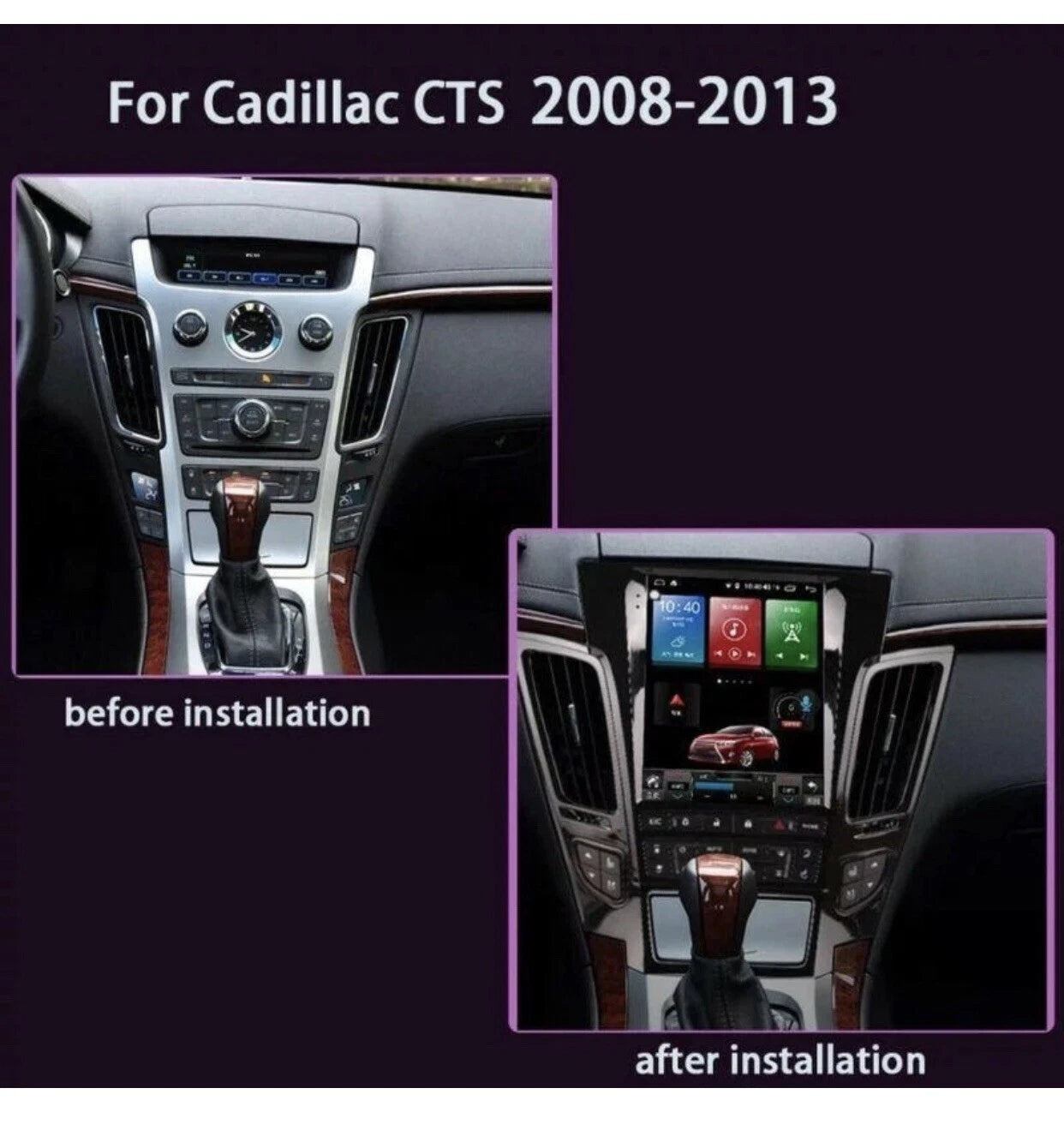 Car Android Gps Navigation Wifi 10.4" For Cadillac Cts 07-16 Radio Carpaly 4+64g