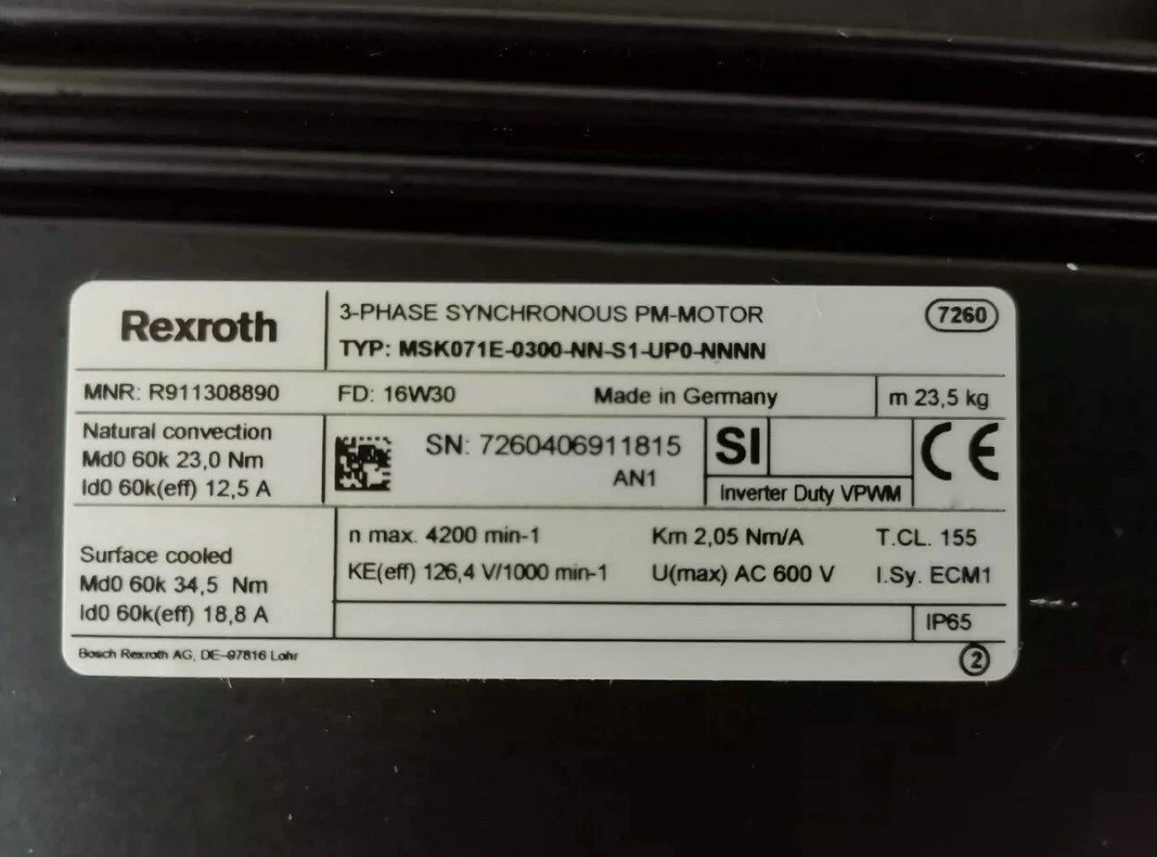 REXROTH MSK071E-0030 R911308890 Motor: Features and Specifications