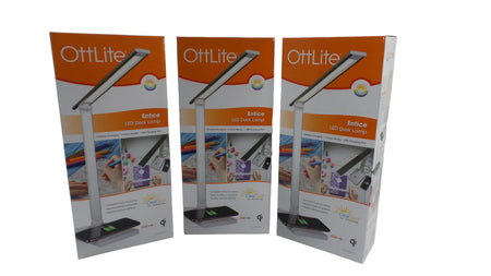 Lot of 3 Ottlite Entice LED Desk Lamp w/ Wireless Charging -Free Shipping