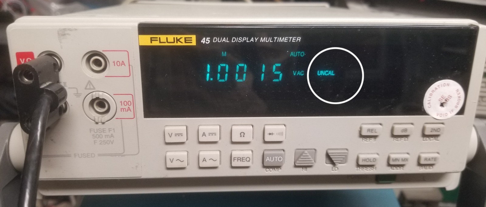 Fluke 45 DMM Dual Display 4.5 Digit True RMS RS-232