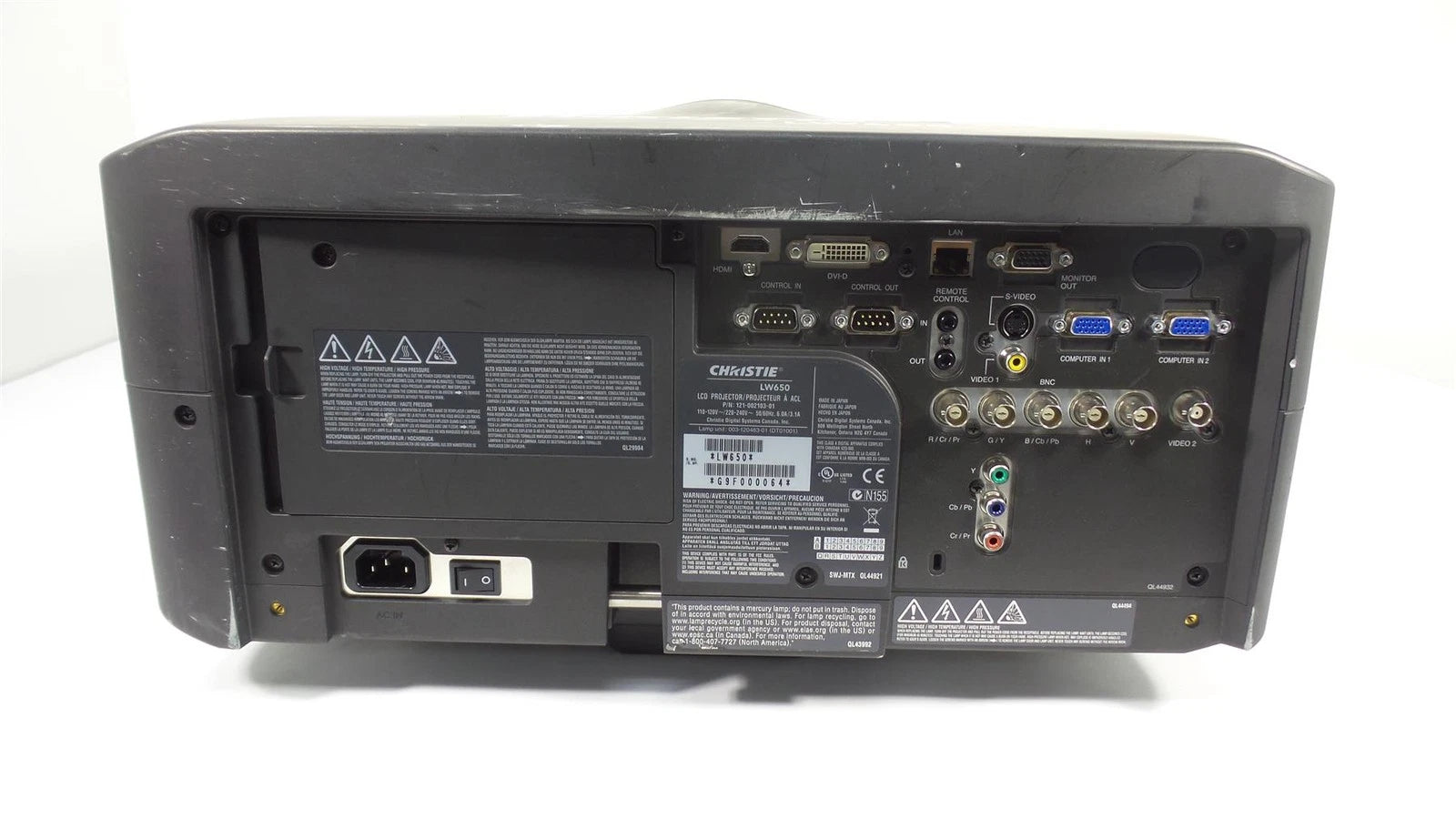 Christie LW650 WXGA Large Venue 3LCD Projector HDMI 6500 Lumens