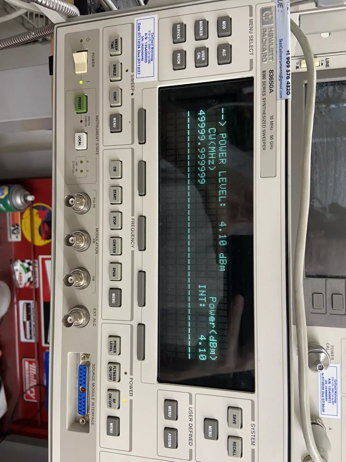 83650A OPT 8 1 Hz Res, Calibrated! 10MHz-50GHz Internal Pulse/Ext AM/FM