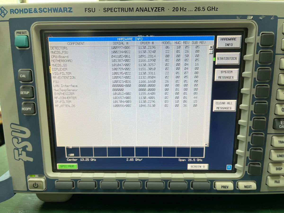 Rohde &amp; Schwarz FSU26 20 Hz - 26.5 GHz Spectrum Analyzer w/ Opt.  K72/K73 _0316