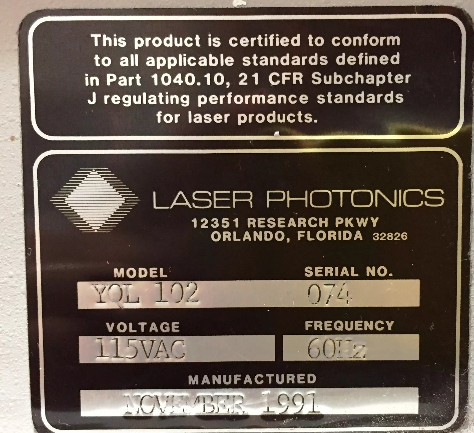 Laser Photonics YQL-102 Laser Power Supplier and Controller