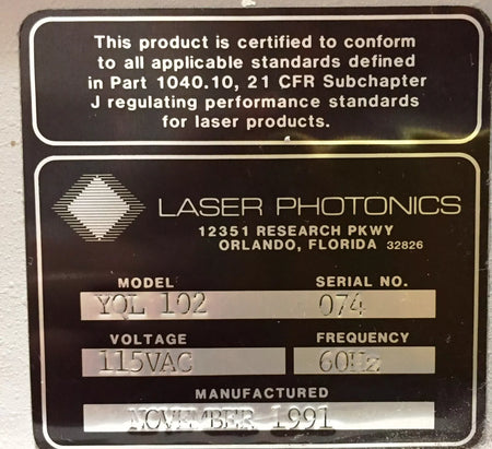 Laser Photonics YQL-102 Laser Power Supplier and Controller