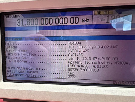 Agilent/Keysight N5183A Opt. 532 Signal Generator with UNT, 1E1, ALB, 1ER, U02, MXG Features