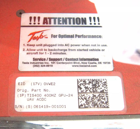 Tesla Industries Inc TI5100 GPU-24 Aircraft UAV APU Ground Power Unit