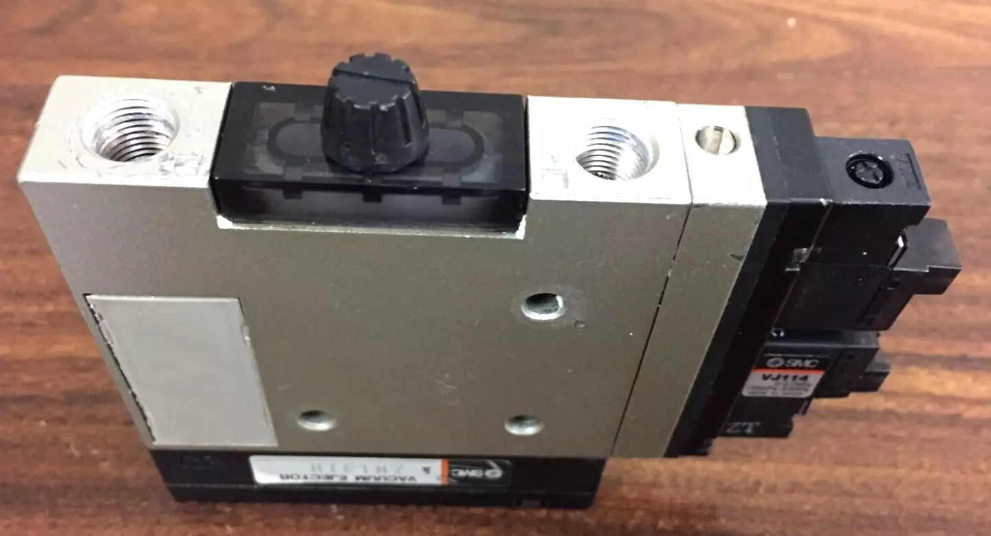 SMC ZM131H Vacuum Ejector with 2 SMC VJ114 Vacuum Solenoids 24VDC