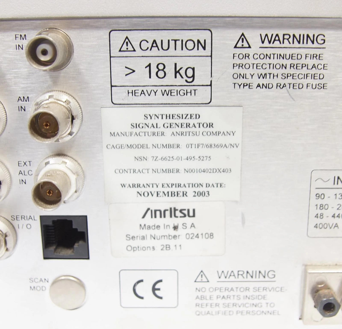 Anritsu 68367C 68369A/NV 10 MHz To 40 GHz Synthesized Signal Generator