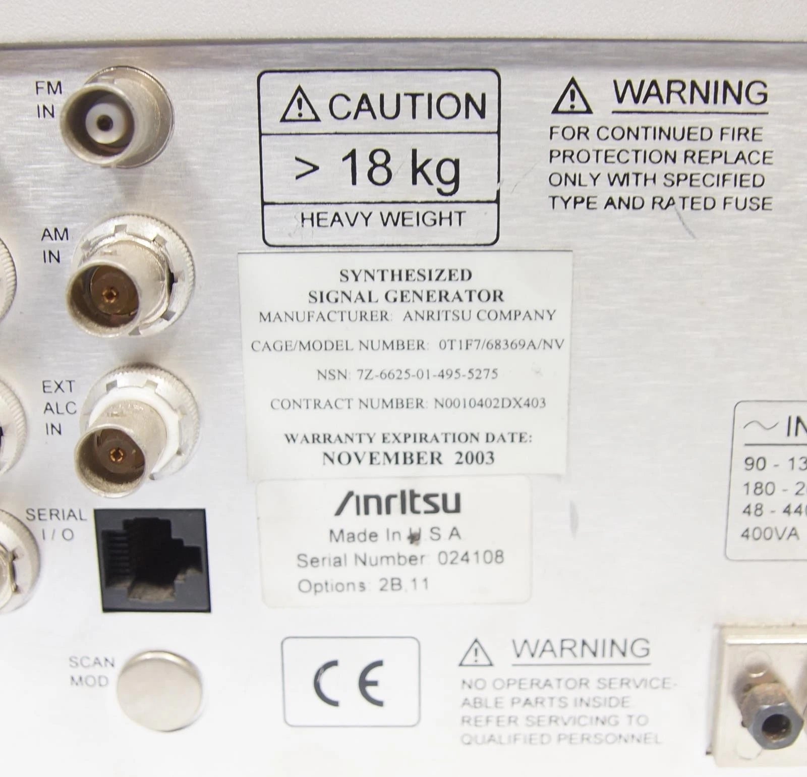 Anritsu 68367C 68369A/NV 10 MHz To 40 GHz Synthesized Signal Generator